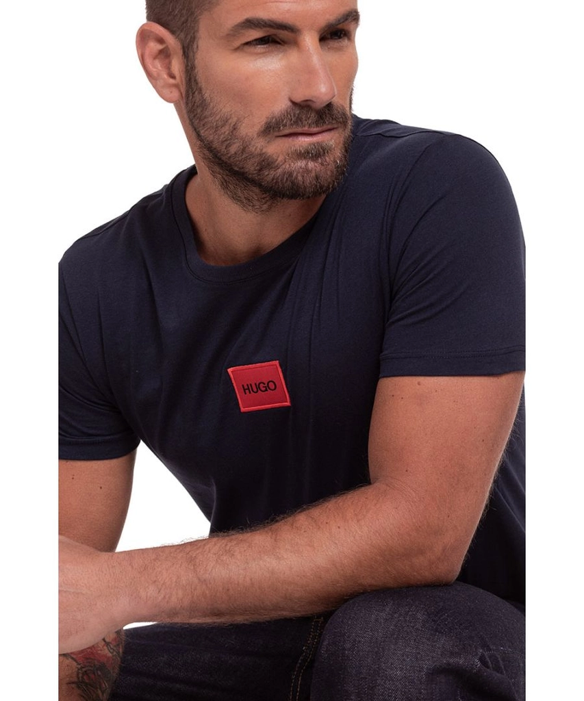 Hugo Mens Short Sleeve T-shirt in Blue/Navy Cotton - Size X-Large